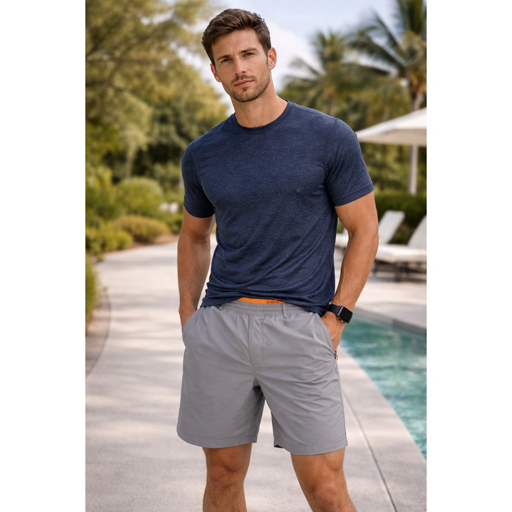 Birddogs Gym Shorts Mens Medium Grey Orange Liner Athletic Workout Lined Pockets